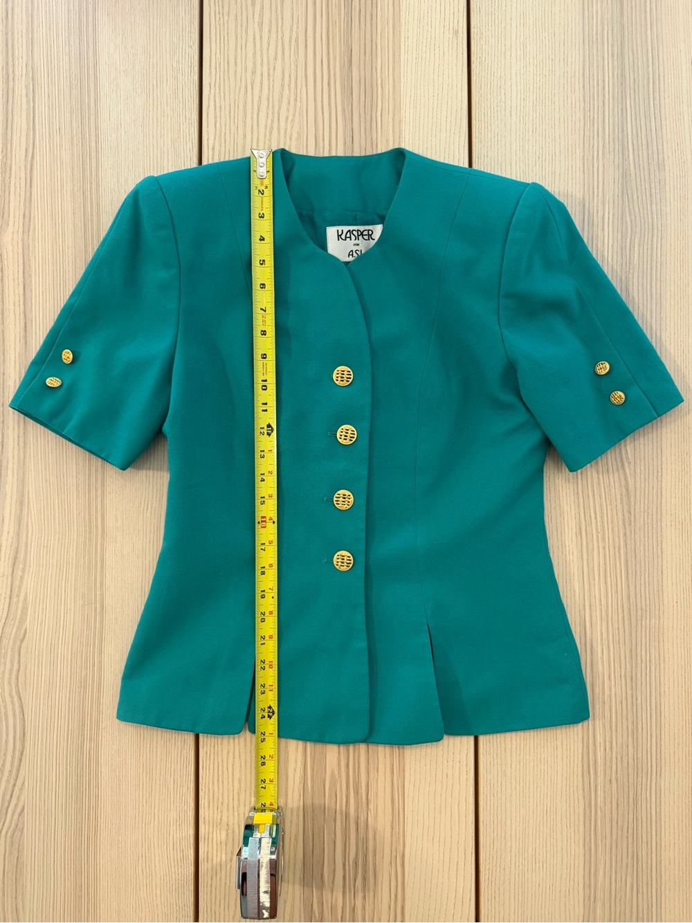 Vintage Kasper ASL Teal Skirt Suit Set Women’s 8 Peplum Career Office - Picture 5 of 13